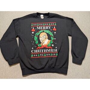 MIKE TYSON Merry Chrithmith SWEATSHIRT Mens Medium Christmas